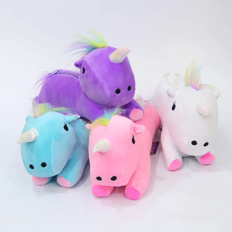

1pcs Animals Stuffed Cartoon Unicorn Horse Creative Colorful Soft Students Lovely Plush Purses Coin Bag Pen Pencil Case Pen Bag