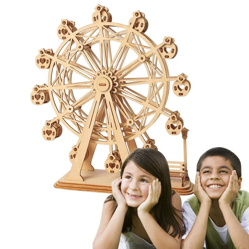 Diy 3D Laser Cutting Wooden Ferris Wheel Puzzle Game Gift For Children Kids Model Building Kits Popular Toy Tg401