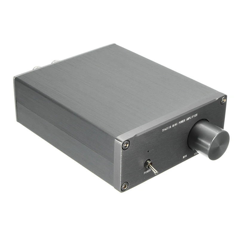 LEORY мини 2,0 Hi-Fi стерео аудио цифровой Мощность усилитель TPA3116 расширенный 2*50 Вт домашний с Алюминий корпус усилителя