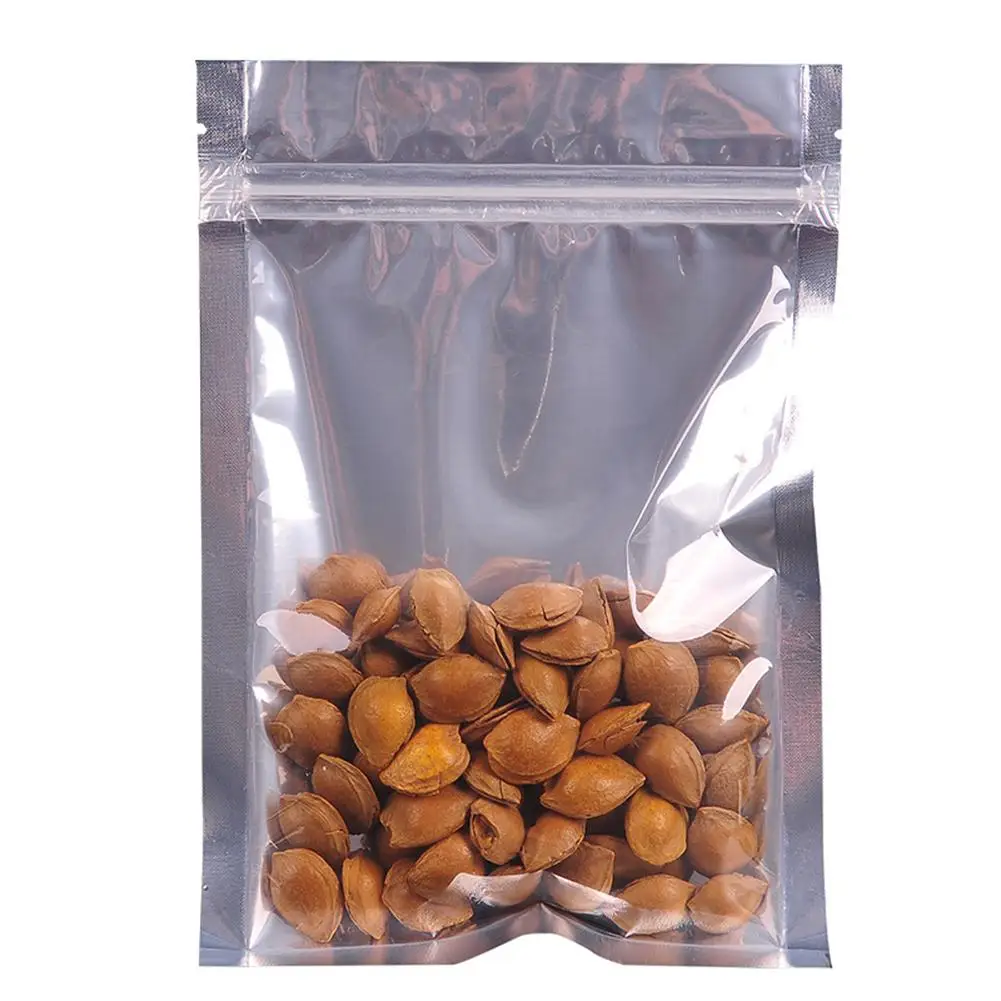 

100PCS Aluminum Plated Translucent Self Sealing Food Packaging Plastic Bag Aluminum Foil Zipper Bag Food Storage Bag