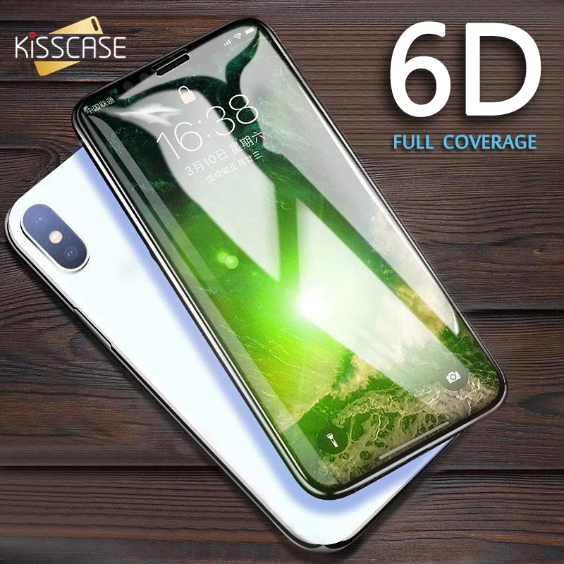 Защитное стекло KISSCASE 6D из углеродного волокна для iPhone X XR XS Max полноразмерная