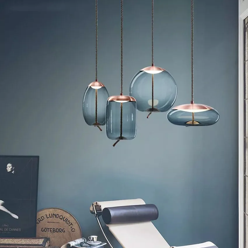 

Modern Duplex Dining Bar Rope Design Glass Pendant Light Fixtures Living Room Kitchen Fixtures Pendant Lamp Luminaire Luminaria