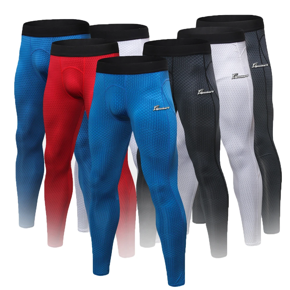 

Queshark Mens Pro Compression Leggings Cool Dry Sport Pants Running Gym Tights Snake Skin Style Quick Dry Breathable