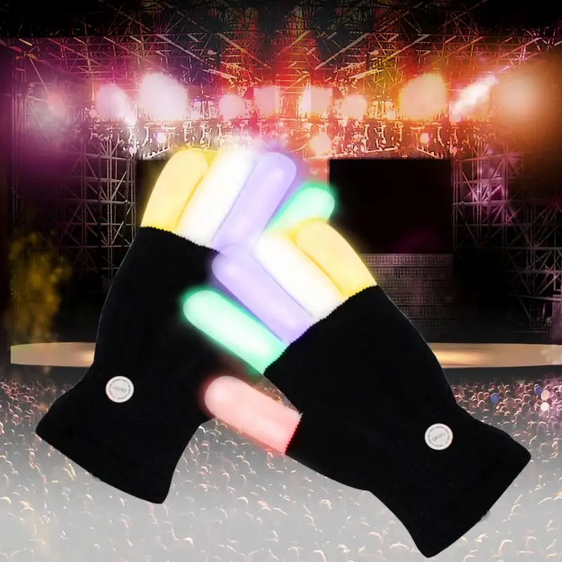 

Creative 7 Mode LED Finger Lighting Flashing Glow Mittens Gloves Rave Light Festive Event Party Supplies Luminous Cool Gloves