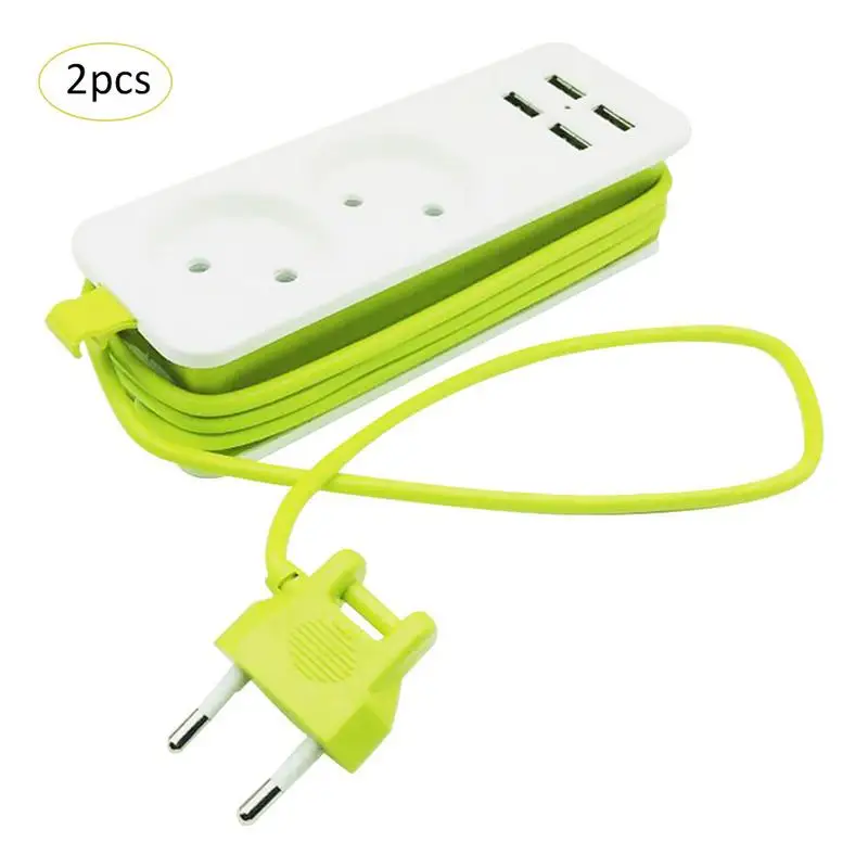 Цена 2 Pack мощность полосы ЕС Plug 1200 Вт 220 В с 1,5 м кабель стены несколько розетка с 4 USB порты и разъёмы для Мобильные телефоны смартфонов планшеты