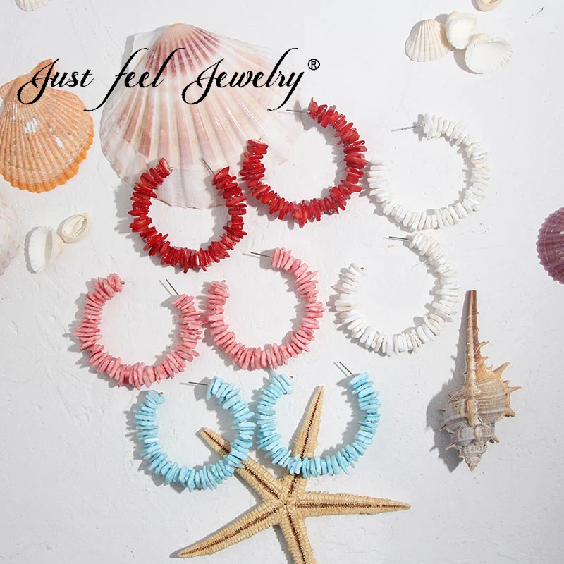 

JUST FEEL New Resin Acrylic Drop Earrings 2019 For Women Bohemian Fashion Wedding Party Round Dangle Earring Statement Jewelry