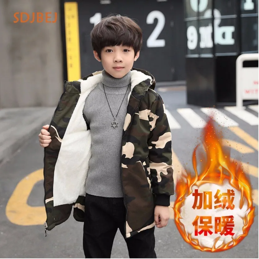 

2018 Winter Boys Jacket Coat & Jackets Camouflage Children Outerwear Kids Coat Big Boy Clothes Kids Winter Parkas