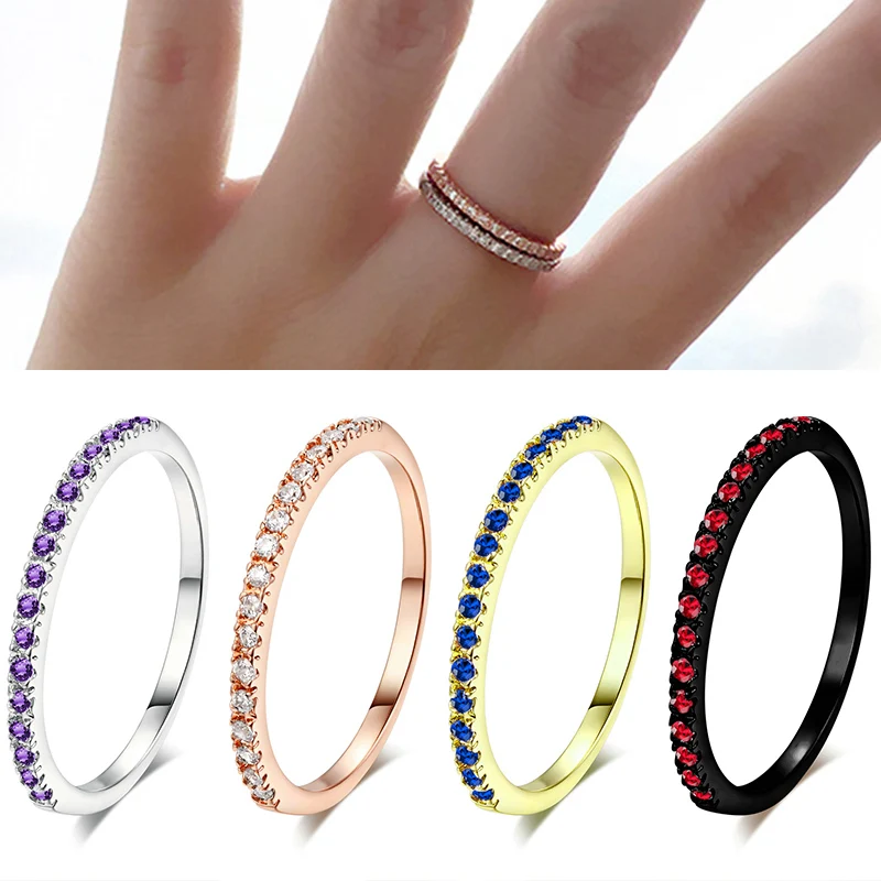 

Hot Fashion Engagement Wedding Ring For Lovers Women Man Classical Mini Cubic Zirconia Rose Gold Rings Jewelry
