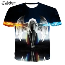 Новая модная брендовая футболка большого размера Мужская/женская летняя 3D Футболка с принтом Футболка с изображением ангела плотная впитывающая майка
