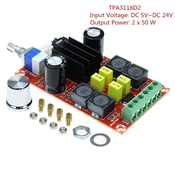 

XH-M189 Digital Power Amplifier Board TPA3116 DC24V Dual Channel Ampli AMP Stereo TPA3116D2 2X50W High End D2 Audio Amplificator