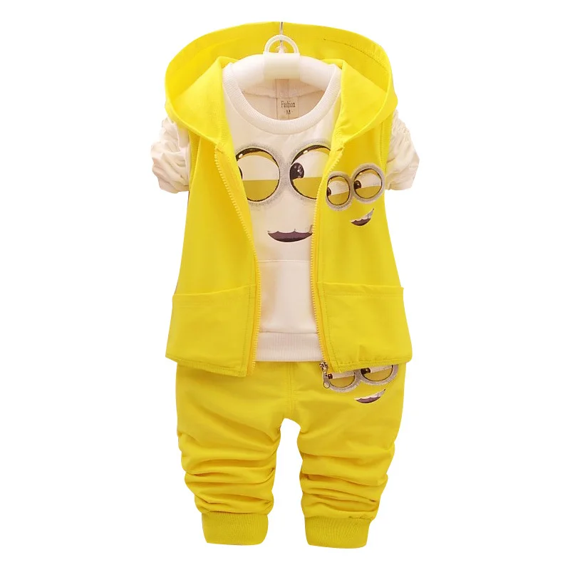 

2018 Kids Clothes Minions Baby Boy/girl Clothing Set 3pcs Sport Suit Casual Children T-shirt + Pants+vest Boys Costume Child Set