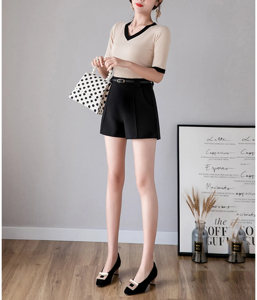 Spring and summer new style Korean version of wild fashion shorts Loose high waist suit casual shorts Spring and summer new style Korean version of wild fashion shorts Loose high waist suit casual shorts