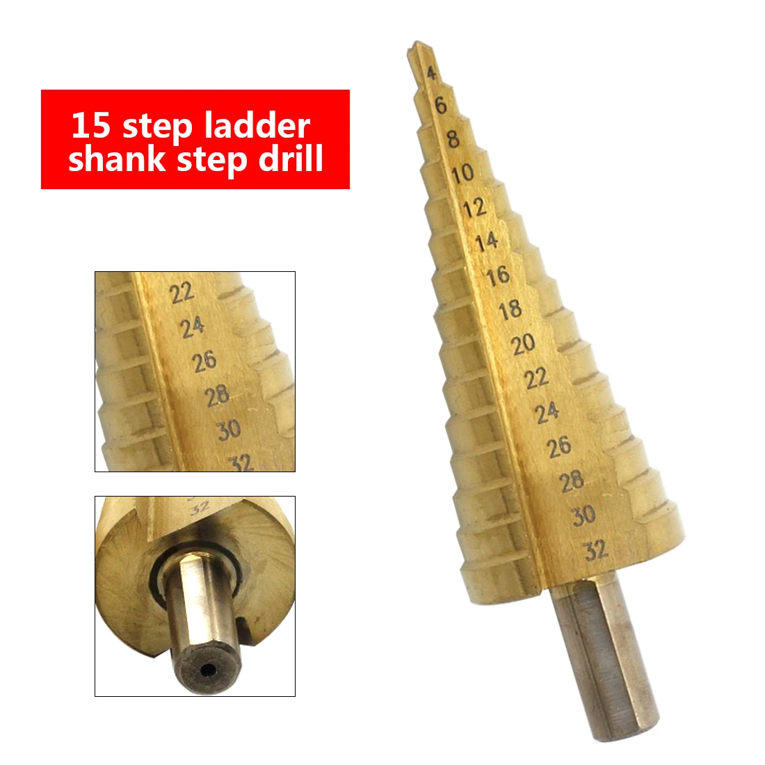 1pcs 4 32mm HSS 4241 Steel Large Step Cone Titanium Coated Metal Drill