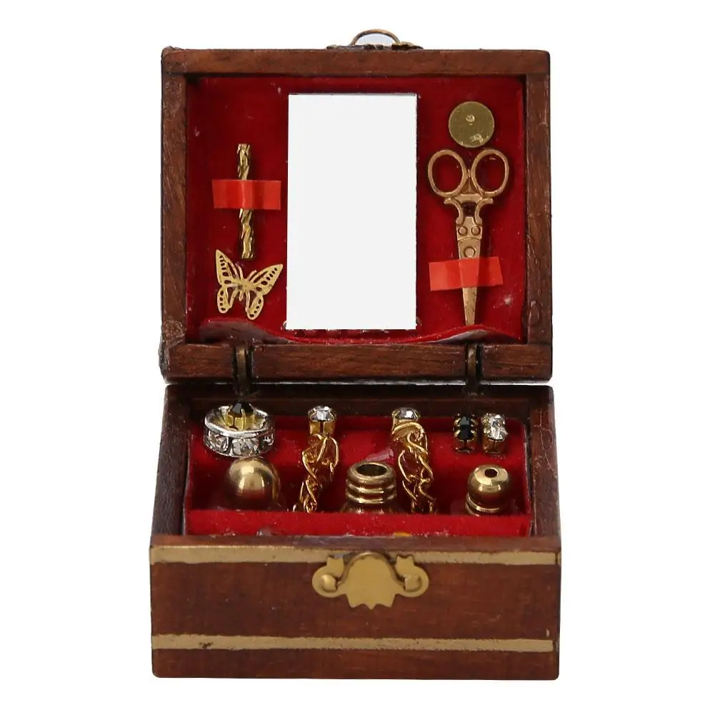 Dollhouse Wooden Jewelry Box For 1/12 Dolls Fashion Jewelry Box