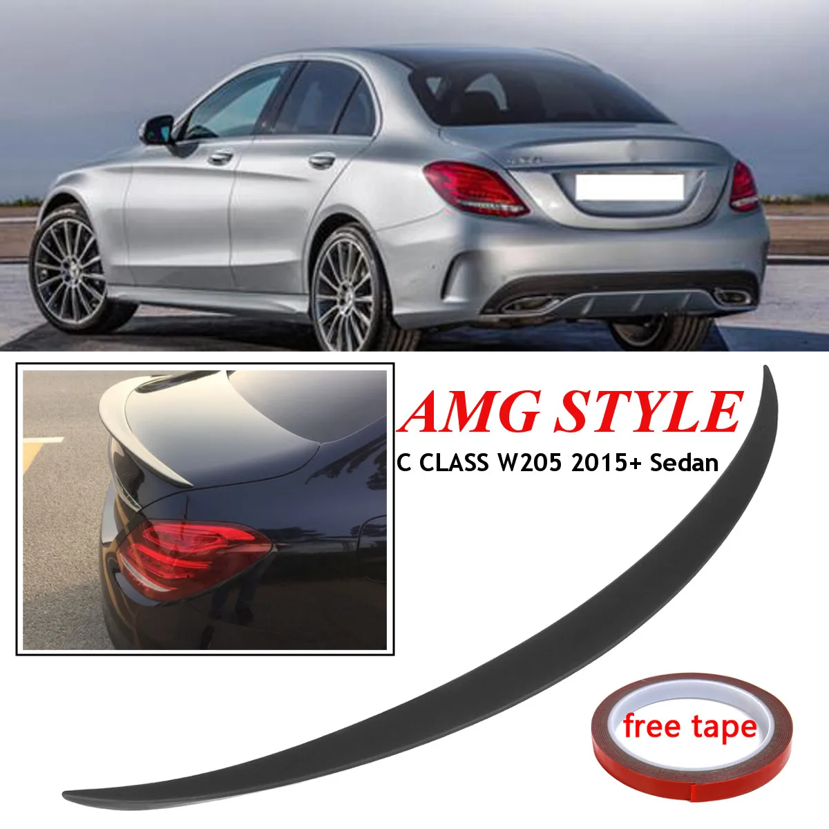 

High quality Car Styling ABS Rear Trunk Spoiler Wing For MERCEDES for BENZ C CLASS Sedan W205 for AMG 2015+ New Spoiler for Benz