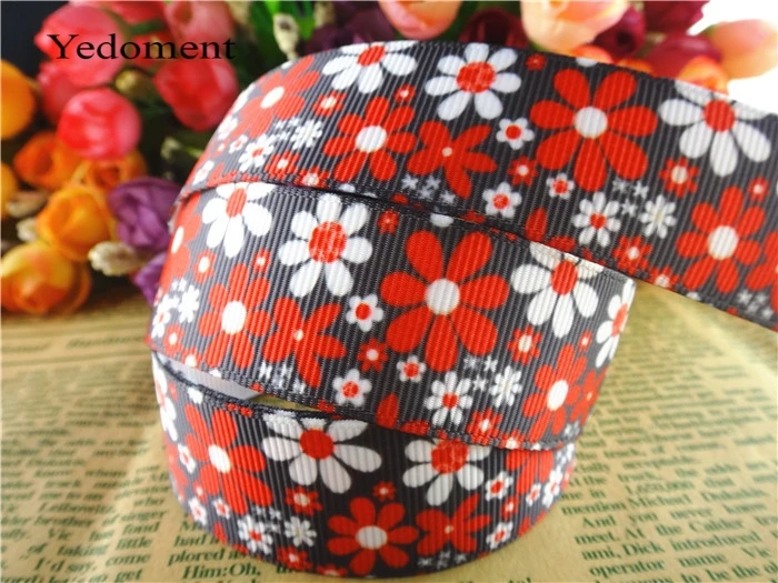 

15090533, 1' (25mm) 10 yards flowers printed grosgrain ribbons cartoon ribbon hair accessories tape
