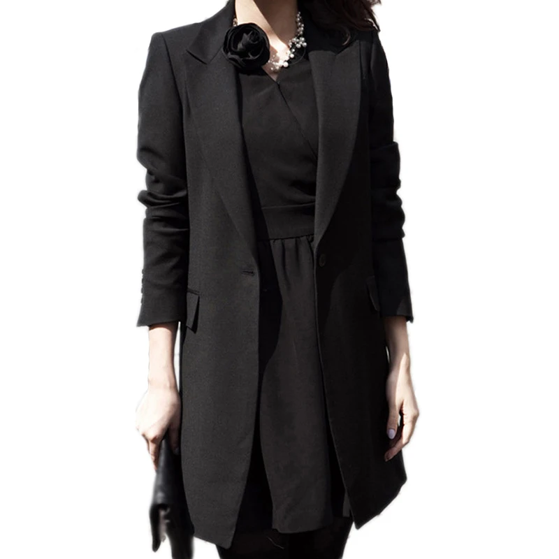 Plus Size Women Blazers Elegatn Solid Black Jackets Single Button Casual Long Sleeve Blazer Mujer 2019 Spring Chaqueta Feminino Plus Size Women Blazers Elegatn Solid Black Jackets Single Button Casual Long Sleeve Blazer Mujer 2019 Spring Chaqueta Feminino