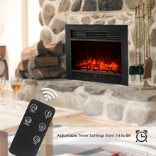 1800W 28.7″*21″ Embedded Fireplace Insert Heater Glass View Adjustable LED Flame Heat Setting with Remote Control