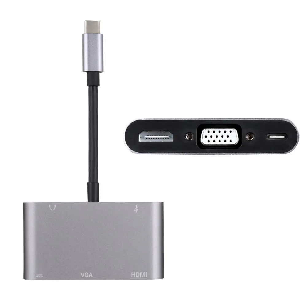 

CYDZ Type C USB 3.1 USB-C to HDMI & VGA & USB3.0 OTG & Female Charger & Audio Adapter for Laptop