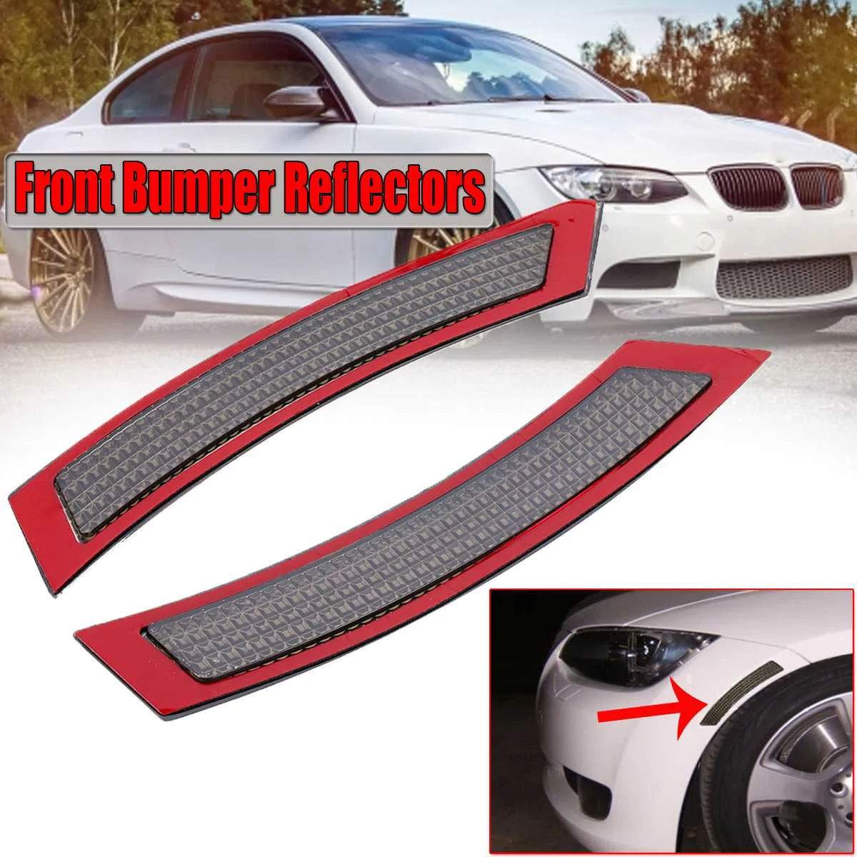 

2x Car Reflective Strips Front Bumper Reflector Side Reflector Warning Light Cover For BMW E92/E93 3Series For Coupe/Convertible
