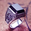 925 de Plata Negro Circón Anillo para Los Hombres Hombre-Mujer Grabado con La Flor Rama de Olivo Hombres Thai Joyería de Plata Esterlina de la Manera ónix ► Foto 3/6