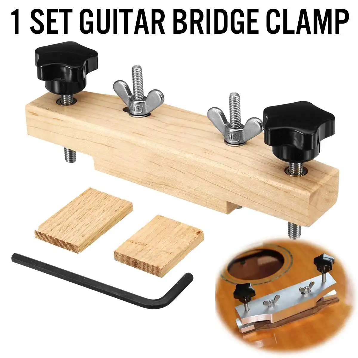 

1 Set Guitar Bridge Clamp Solid Maple Stainless Steel Guitar Bridge Install Clamp Luthier Tool Practical Guitar Bridge Install