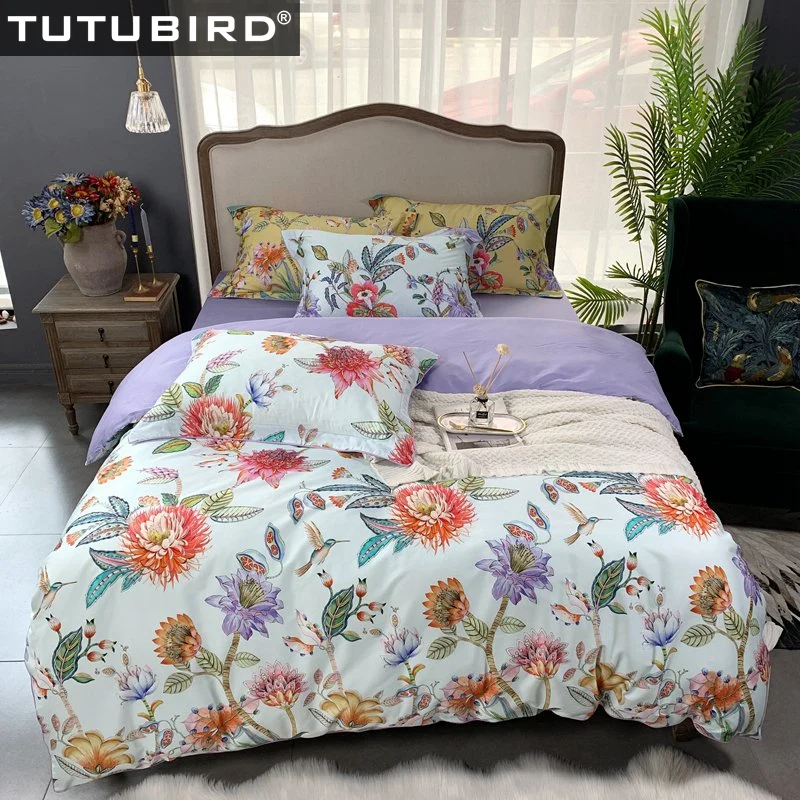 

Red flower painting pastoral duvet cover home texitle 100% Luxury Egyptian cotton bed linen sheet bedding set queen king size