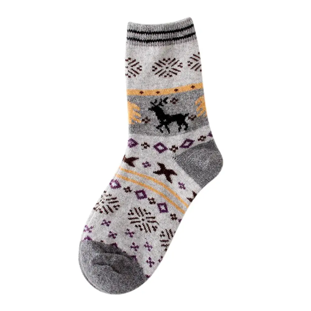 MISSKY/Новинка; женские носки; зимние теплые шерстяные носки; Милые Носки с рисунком рождественского лося