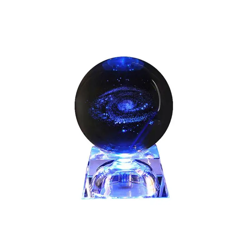 Миниатюры Млечный Путь галактика хрустальный шар 3D лазерной гравировкой кварцевый стеклянный шар Сфера домашнего рабочего стола украшения аксессуары Подарки