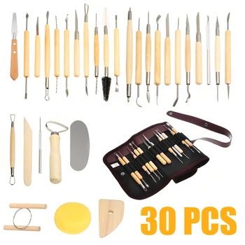 

30pcs/Set Carving Wooden Handle Pottery Clay Tool Sculpture Modeling Sculpting Ceramic Tools for DIY Craft Ornament