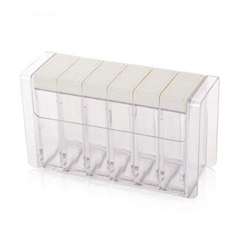 

Transparent Spice Jar Colorful Lid Seasoning Box 6Pcs/Set Kitchen Tools Salt Condiment Cruet Storage Box Containers