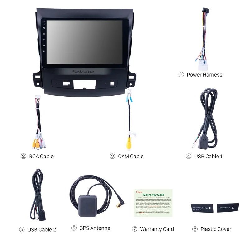 Cheap Seicane 9" Android 8.1 2Din Car GPS Multimedia Player For MITSUBISHI Outlander 2006 2007-2014 Audio Support 1080P Radio SWC DVR 3