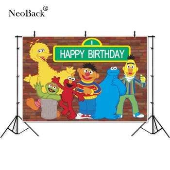 

Thin Vinyl Sesame Street Bricks Wall Happy Birthday kids baby Photography Backgrounds professional indoor studio Photo Backdrop