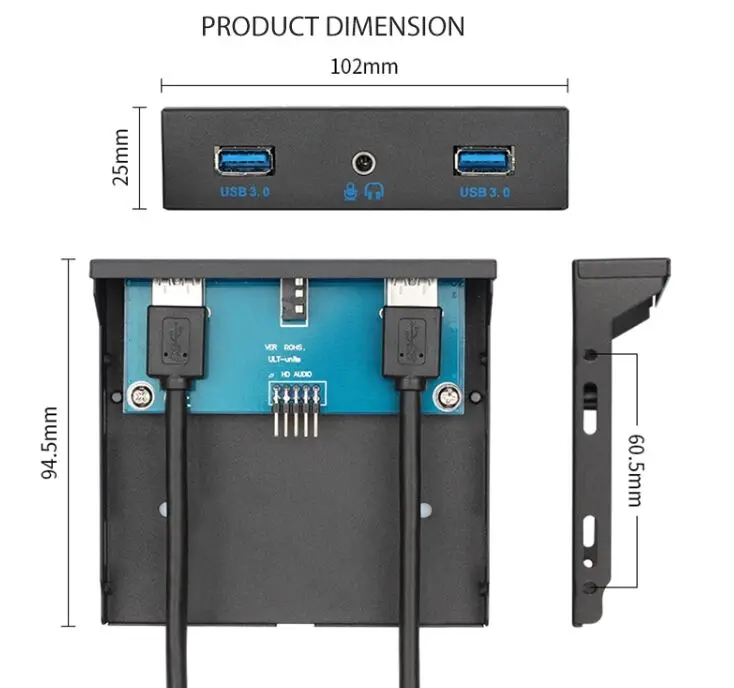 HOT-USB3.0 20Pin USB3.0 x 2+ аудио наушники интерфейс настольный компьютер флоппи-дисковод панель