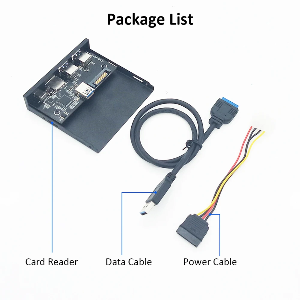 Type C + Dual USB 3 0 TF / SD кардридер медиа хаб с двумя портами передняя панель ПК кабелем