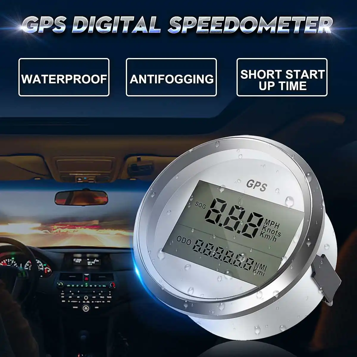 

Waterproof GPS Digital Speedometer Odometer Gauge For Auto Car Truck Marine 85mm
