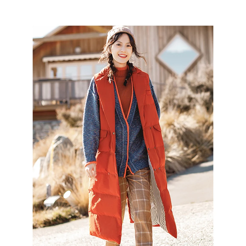 INMAN 2018 Winter New Arrival Female Lapel Warm Windproof Retro long Section Woman Down Coat