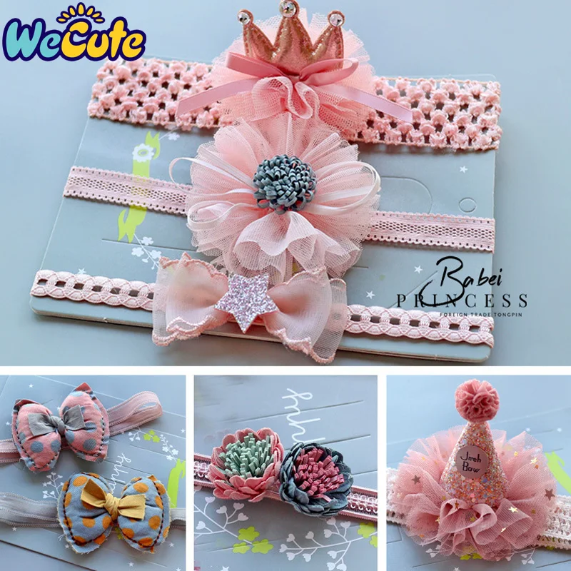 

Wecute Princess Headband Baby Girls Elastic Crown Flower Hair Band Cute Beauty Headwear Gift Child Kids Bow Glitter Turban