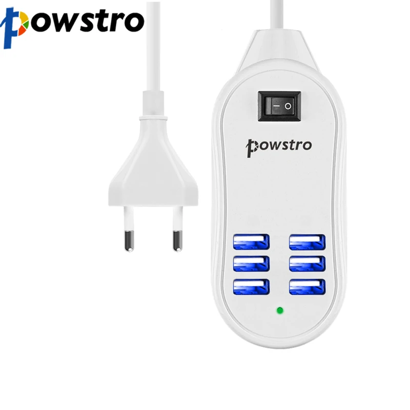Powstro 6 usb портов телефон зарядное устройство концентратор 25 Вт 5A Настольный ЕС/США настенная розетка зарядка Расширение адаптер питания от сети для iPhone