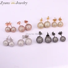 5 пар металла с циркония серьги стержня для Для женщин 8 мм/10 мм Pave CZ дискотечный шар небольшие серьги для Для женщин Девушка ювелирные изделия