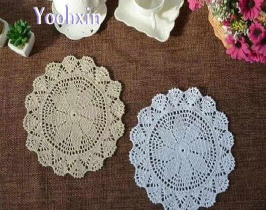 

25CM HOT DIY Cotton Crochet Table Place Mat Cloth Lace Round Pad Placemat Cup Doily Drink Coaster Mug Holder Kitchen Accessory