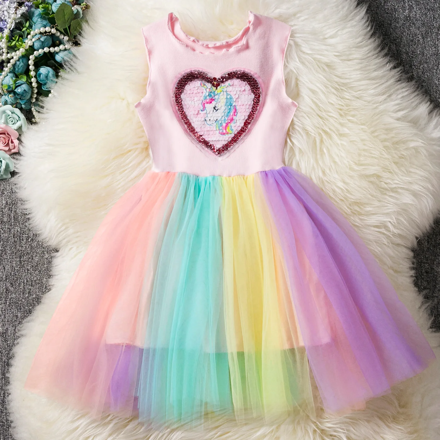 

RA114631 New Fashion Girls Summer Clothes Cartoon Letters Unicorn Two-piece Summer T-shirt Skirt Set