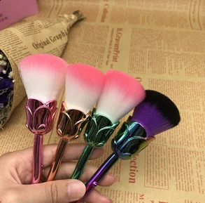 

100sets 6pcs/set Rose Gloden Flower Shape Makeup Brushes Set Cosmetic Powder Face Pinceis Tool fashion