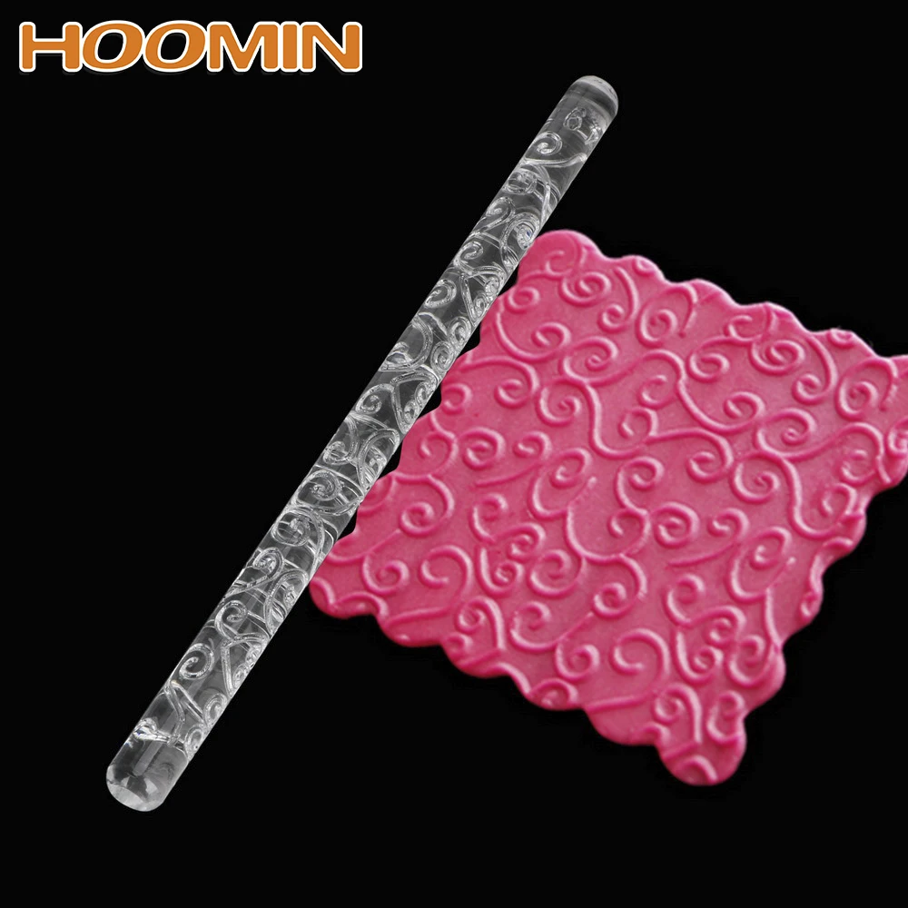 

HOOMIN Fondant Cake Rolling Pin Embossing Rolling Pin Baking Decorating Tools Cooking Tools Acrylic Sugar Craft Pastry Roller