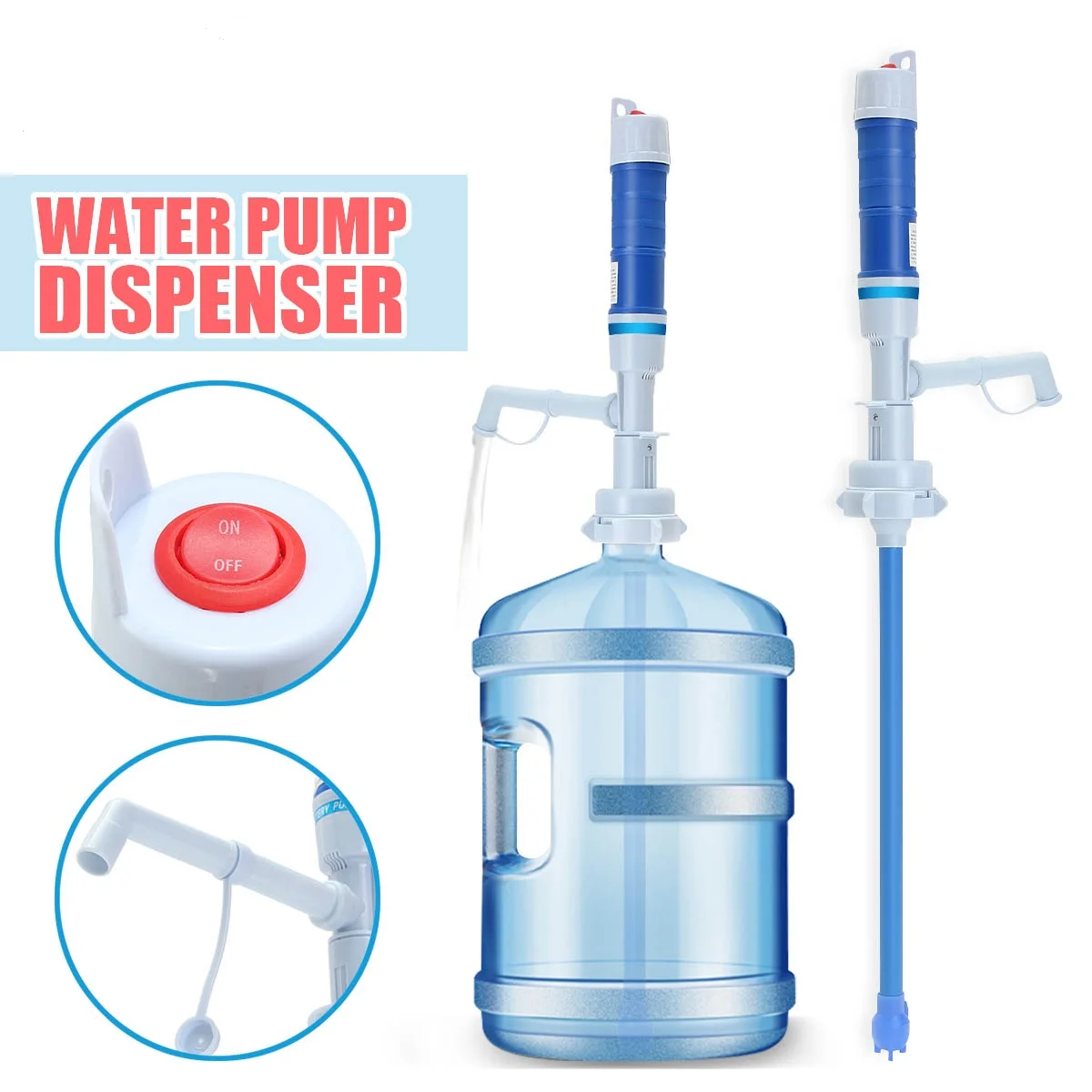 

Convenient Bottled Drinking Water Pump Dispenser Portable Electric Battery-Operated Pump With Press Switch 0.9-1.0 Gallon/min