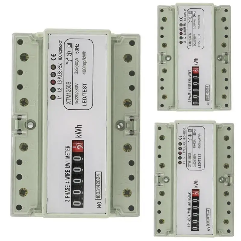 

Digital 3-phase 4 Wire 7P DIN-Rail Electric Meter Electronic KWh Meter Class 1 Accuracy 5(30)A 20(80)A 10(40)A