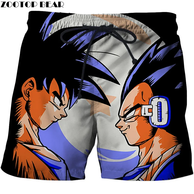 

2019 Funny Swimsuit Men Shorts Board Short Casual Breathable 3d Print Quick Dry Summer Beach Anime Goku Dragon Ball Zootop Bear