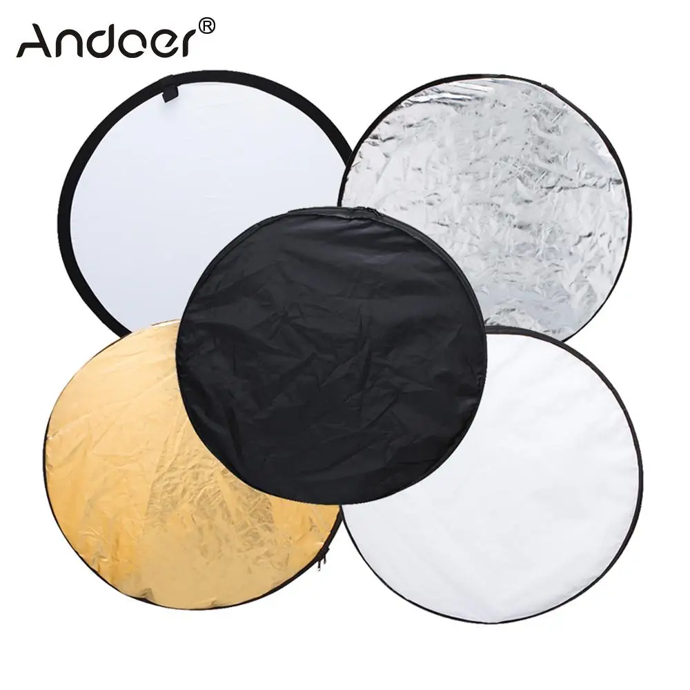 Andoer 4" 110 см 5в1 мульти портативный складной для фотографии Студия фото светоотражатель(Золотой, серебристый, белый, черный, прозрачный