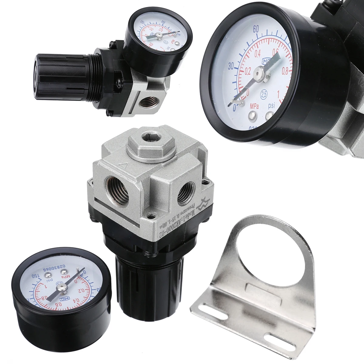 

New AR2000-02 SMC Type Air Compressor Regulator Pressure Gauge 4 Port Porter Cable Hardware Pneumatic Parts