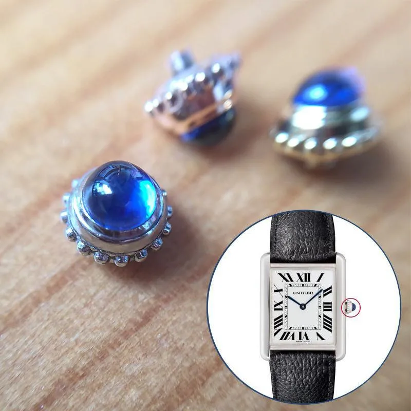 

steel+blue sapphire crystal watch crown Cartier Tank 31mm*24.4mm and Ronde lady's watch parts tools